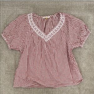 Red and White Gingham Blouse